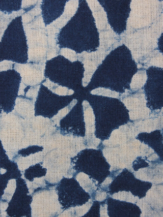 Indigo White Hand Block Printed Cotton Fabric Per Meter - F0916344