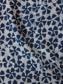 Indigo White Hand Block Printed Cotton Fabric Per Meter - F0916344