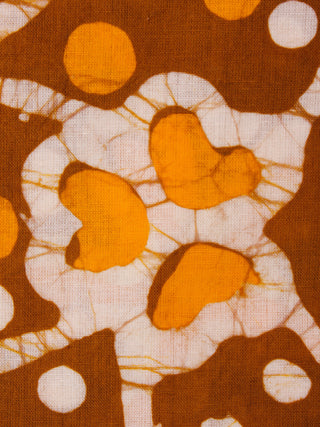 Mustard Yellow White Hand Block Printed Cotton Fabric Per Meter - F0916348