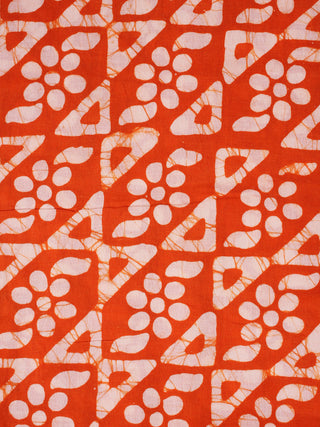 Orange White Hand Block Printed Cotton Fabric Per Meter - F0916347