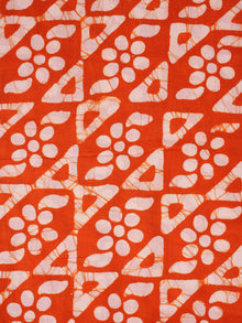 Orange White Hand Block Printed Cotton Fabric Per Meter - F0916347