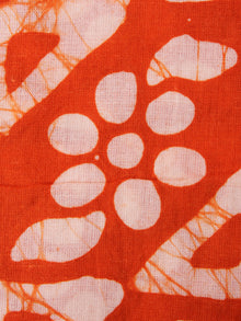 Orange White Hand Block Printed Cotton Fabric Per Meter - F0916347