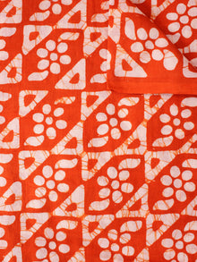 Orange White Hand Block Printed Cotton Fabric Per Meter - F0916347
