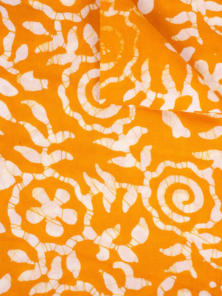 Yellow White Hand Block Printed Cotton Fabric Per Meter - F0916346