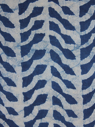 Indigo Ivory Natural Dyed Hand Block Printed Cotton Fabric Per Meter - F0916001