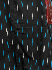 Black Turquoise Maroon White Ikat Handwoven Tunic Dress With Side Pockets And Back Slit - D66F739