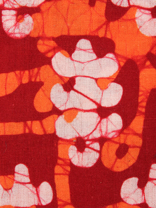 Maroon Pink White Hand Block Printed Cotton Fabric Per Meter - F0916345