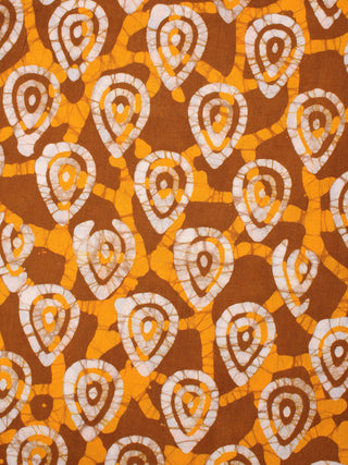 Mustard Yellow White Hand Block Printed Cotton Fabric Per Meter - F0916343