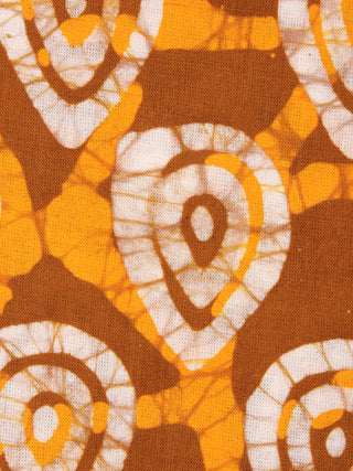 Mustard Yellow White Hand Block Printed Cotton Fabric Per Meter - F0916343