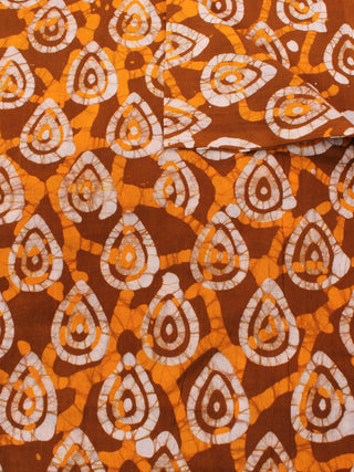 Mustard Yellow White Hand Block Printed Cotton Fabric Per Meter - F0916343