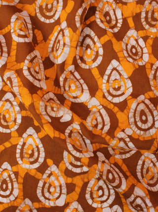 Mustard Yellow White Hand Block Printed Cotton Fabric Per Meter - F0916343