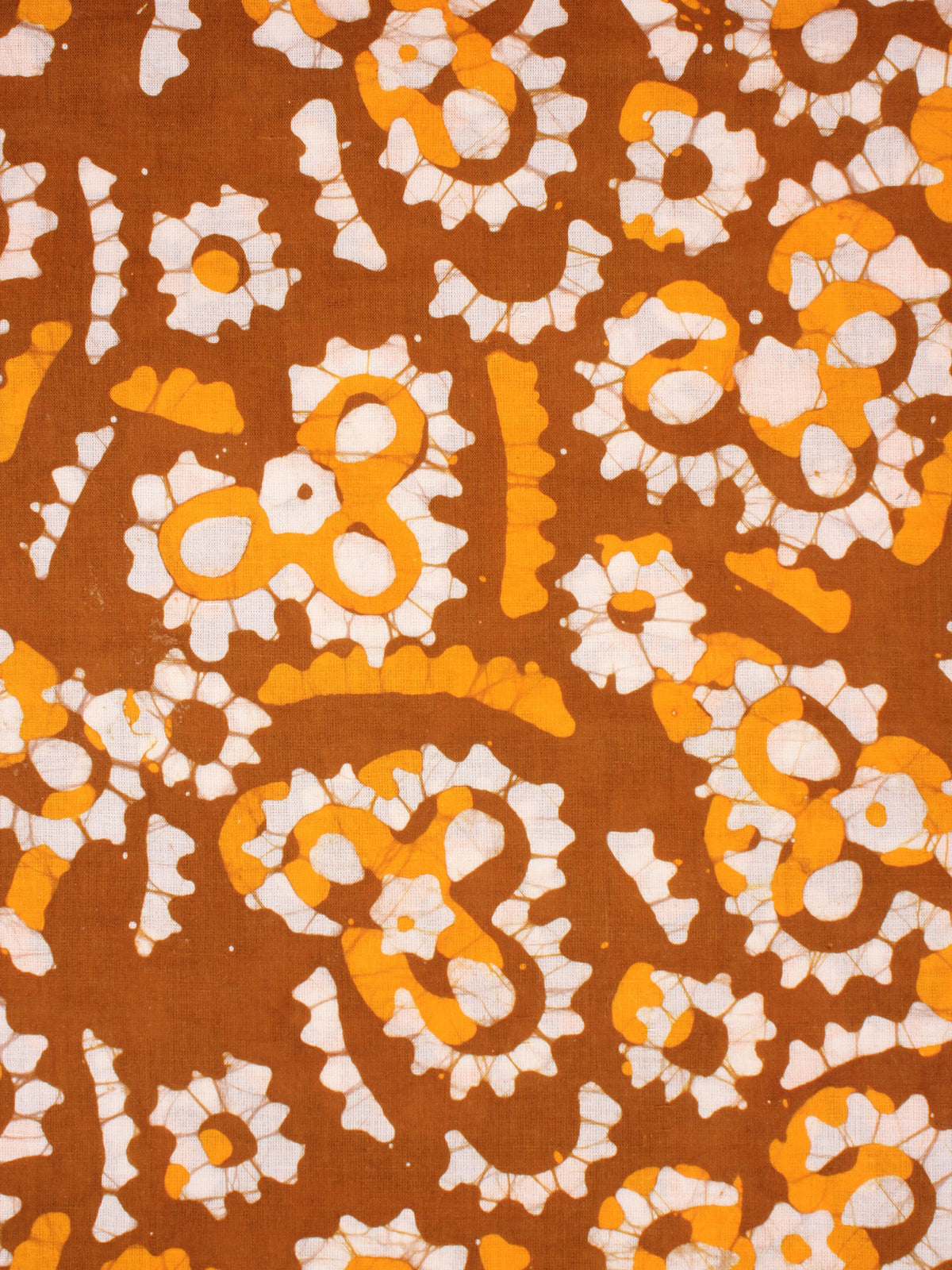 Mustard Yellow White Hand Block Printed Cotton Fabric Per Meter - F0916342