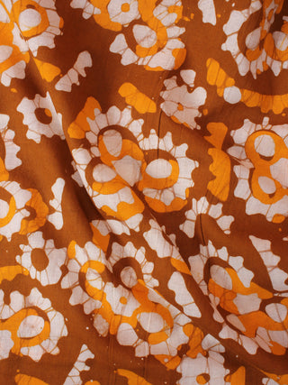 Mustard Yellow White Hand Block Printed Cotton Fabric Per Meter - F0916342
