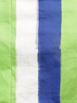 Indigo Green Ivory Ikat Handwoven Pochampally Mercerized Cotton Saree - S031701423