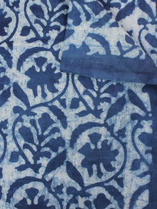 Indigo White Hand Block Printed Cotton Fabric Per Meter - F0916084