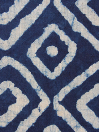 Indigo White Hand Block Printed Cotton Fabric Per Meter - F0916354