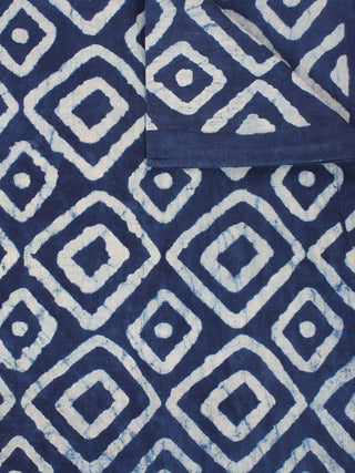 Indigo White Hand Block Printed Cotton Fabric Per Meter - F0916354