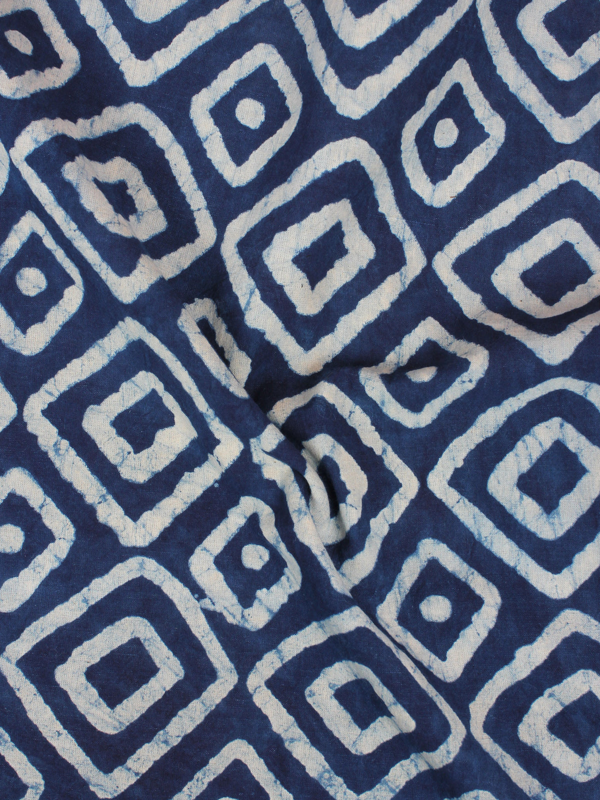Indigo White Hand Block Printed Cotton Fabric Per Meter - F0916354