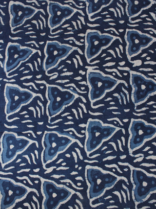Indigo White Hand Block Printed Cotton Fabric Per Meter - F0916017
