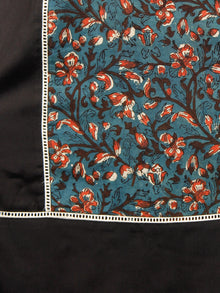 Black Blue Brown Beige Hand Block Printed Cotton Rayon Tunic Dress  - D264F1332
