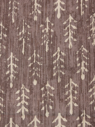 Brown Beige Natural Dyed Hand Block Printed Cotton Fabric Per Meter - F0916310