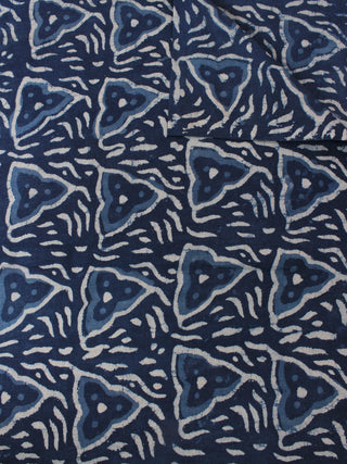Indigo White Hand Block Printed Cotton Fabric Per Meter - F0916017