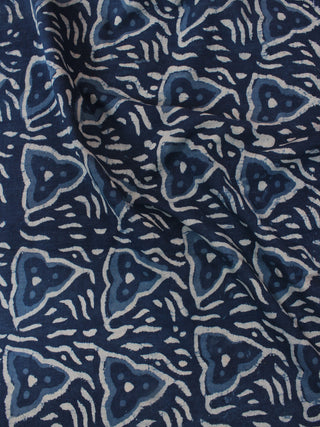 Indigo White Hand Block Printed Cotton Fabric Per Meter - F0916017