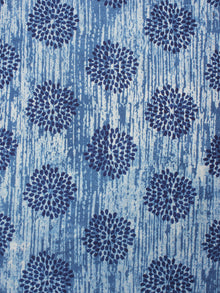 Ivory Indigo White Hand Block Printed Cotton Fabric Per Meter - F0916353