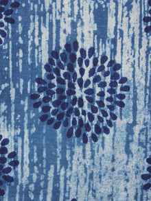 Ivory Indigo White Hand Block Printed Cotton Fabric Per Meter - F0916353