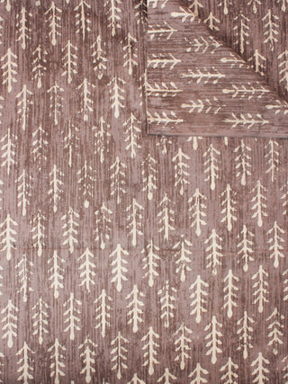 Brown Beige Natural Dyed Hand Block Printed Cotton Fabric Per Meter - F0916310