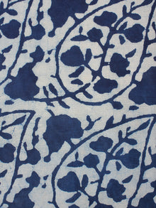 White Indigo Hand Block Printed Cotton Fabric Per Meter - F0916351