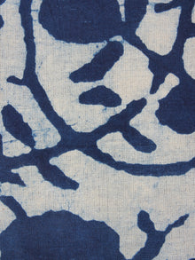 White Indigo Hand Block Printed Cotton Fabric Per Meter - F0916351