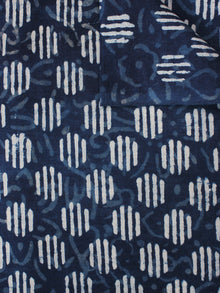 Indigo White Hand Block Printed Cotton Fabric Per Meter - F0916360