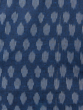 Indigo White Maroon Hand Woven Ikat Cotton Tunic Cum Dress - Tun02F940