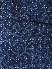 Indigo Blue White Hand Block Printed Cotton Fabric Per Meter - F0916359