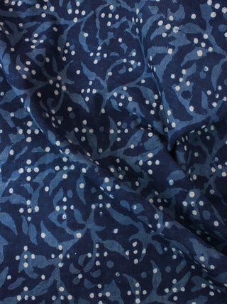Indigo Blue White Hand Block Printed Cotton Fabric Per Meter - F0916359