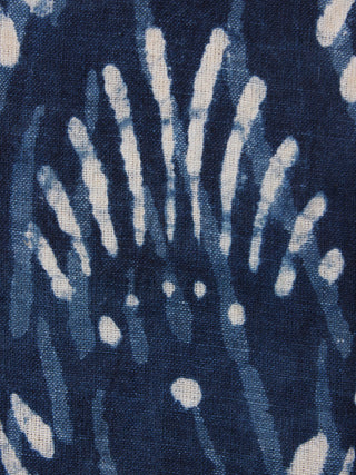Indigo Blue White Hand Block Printed Cotton Fabric Per Meter - F0916358