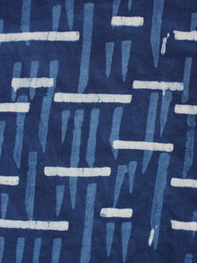 Indigo Blue White Hand Block Printed Cotton Fabric Per Meter - F0916356