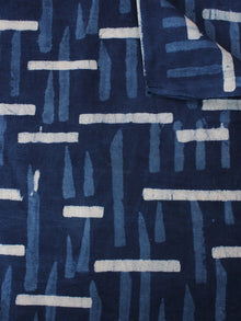 Indigo Blue White Hand Block Printed Cotton Fabric Per Meter - F0916356