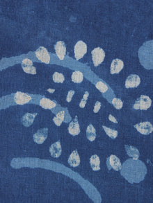 Indigo Blue White Hand Block Printed Cotton Fabric Per Meter - F0916355