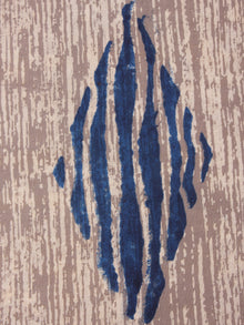 Beige Indigo Natural Dyed Hand Block Printed Cotton Fabric Per Meter - F0916299
