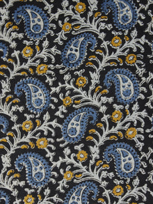Black Blue Yellow White Hand Block Printed Cotton Fabric Per Meter - F001F996