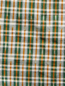 Green Ivory Mustard  Hand Woven Ikat Cotton Check Tunic Cum Dress  - Tun04F1268