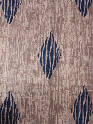 Beige Indigo Natural Dyed Hand Block Printed Cotton Fabric Per Meter - F0916299
