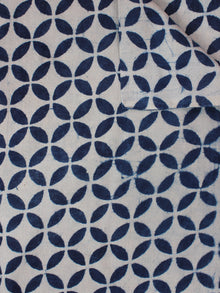 White Indigo Hand Block Printed Cotton Fabric Per Meter - F0916357