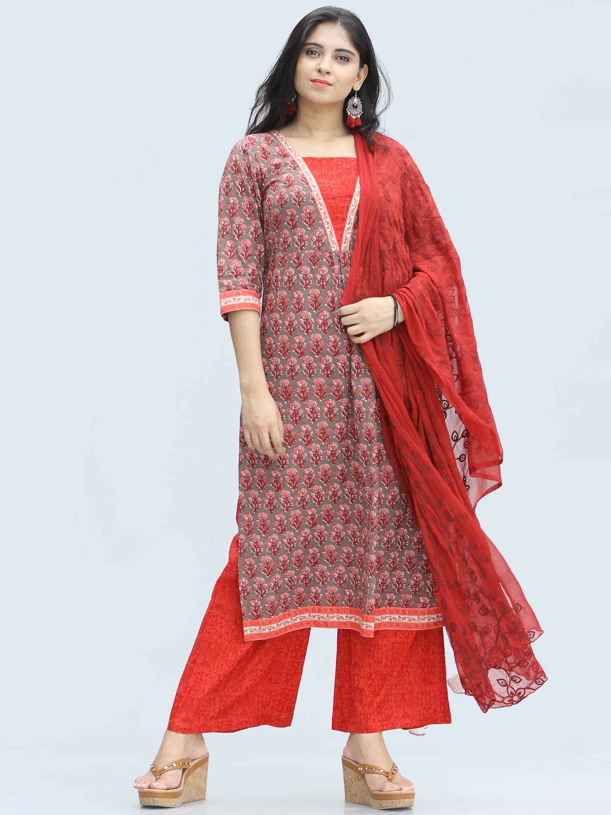 Bahaar Panra - Set of Kurta Palazzo & Dupatta - KS49A2006D