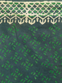 Green Ivory Hand Block Printed Cotton Mul Saree - S031703003