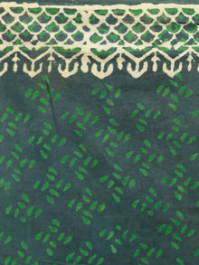 Green Ivory Hand Block Printed Cotton Mul Saree - S031703003