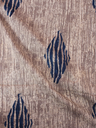 Beige Indigo Natural Dyed Hand Block Printed Cotton Fabric Per Meter - F0916299