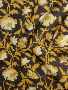 Black Mustard Ivory Hand Block Printed Cotton Fabric Per Meter - F001F1004